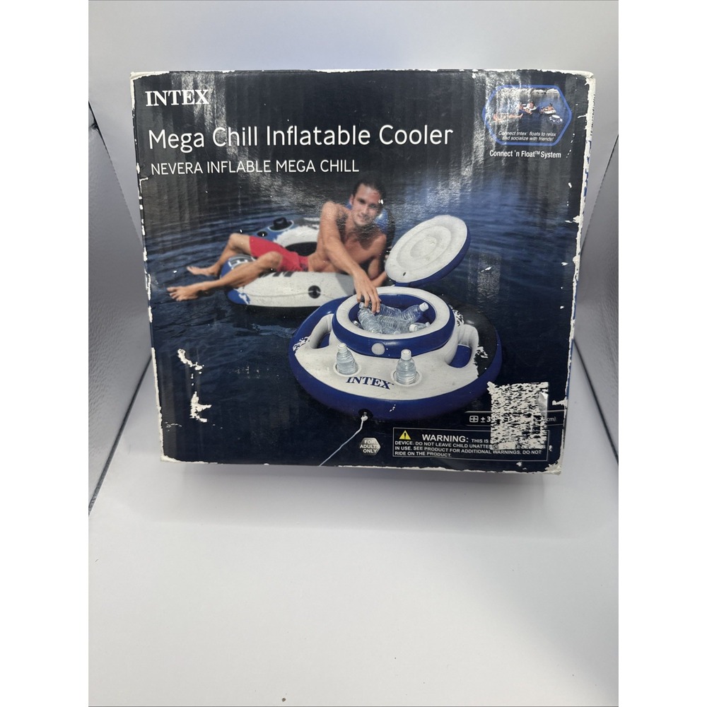 Intex Mega Chill Inflatable Floating 30 Can Beverage Cooler for River Run Tubes